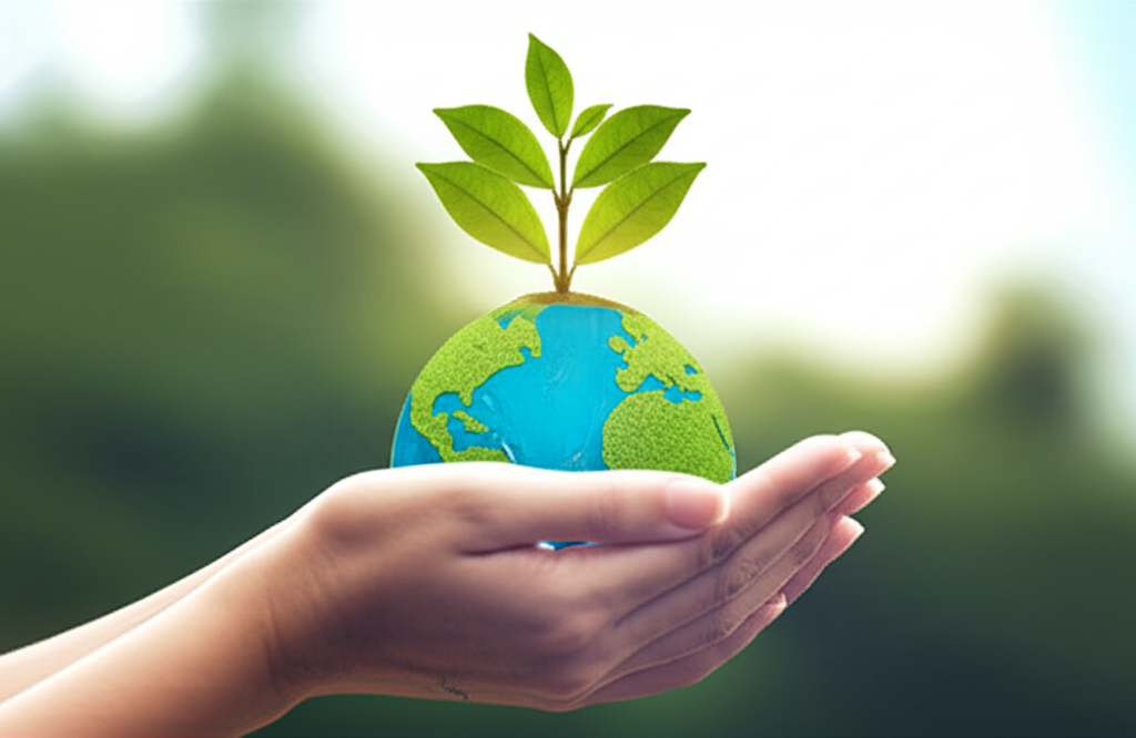 Environmental protection - hands holding earth