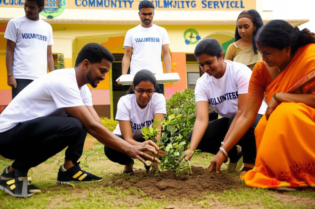 Environmental volunteers working together